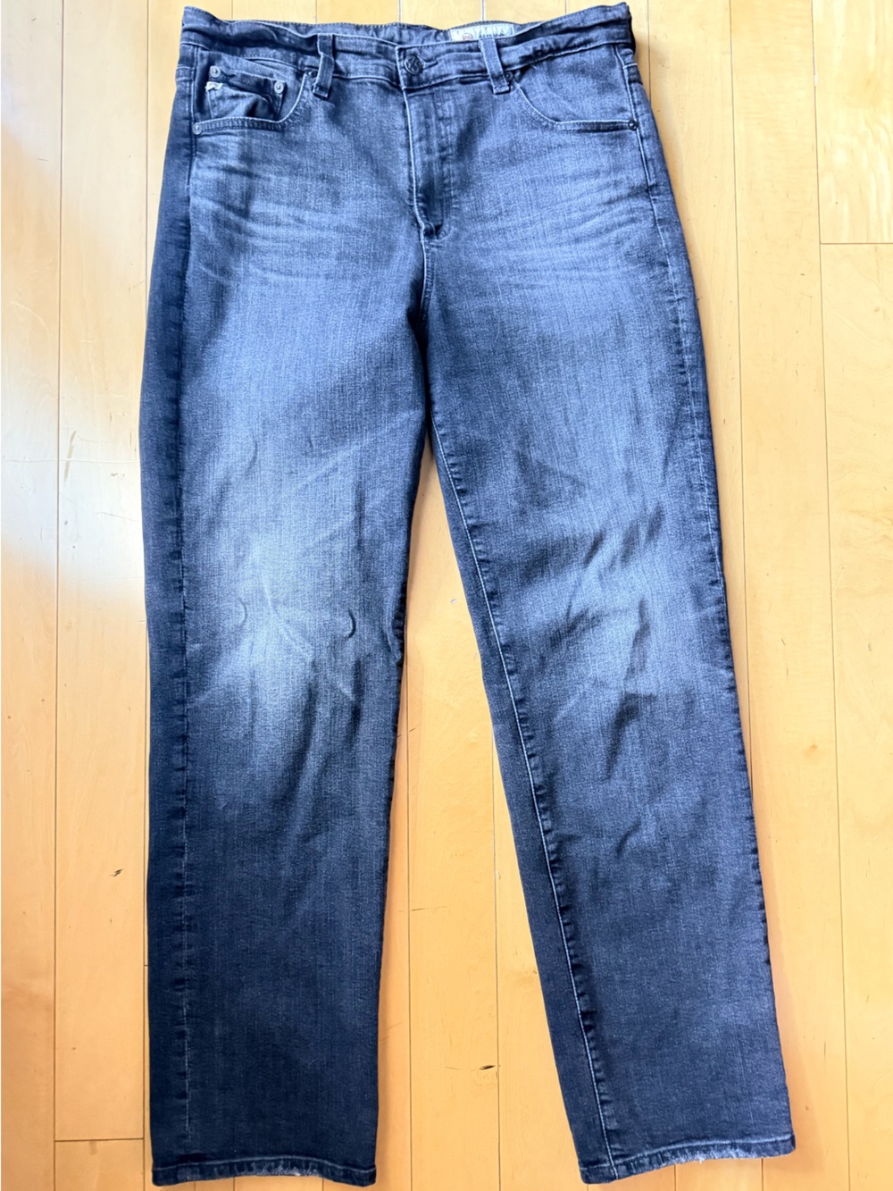 AG Jeans Saige High-Rise Straight Jeans in Grey Black